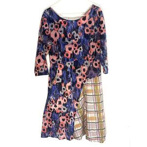 REBE by Debra Weiss Floral A-Line Dress Handmade Art-to-Wear Womans size Large